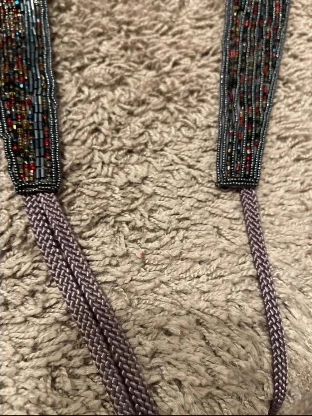 Dior Black and Red Beaded Tie Belt with Twisted Cord Tassels